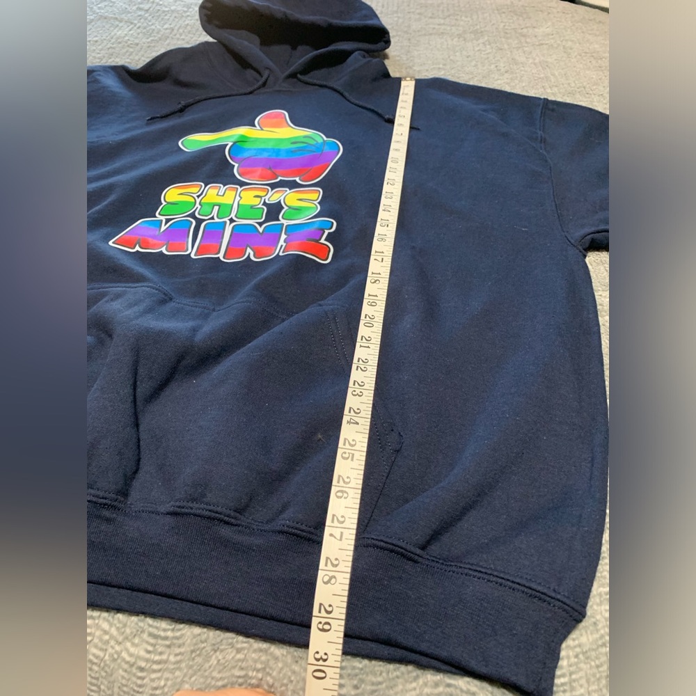 Blue She’s Mine Mickey Mouse Pointing Hand, The Rainbow Mickey Hands Hoodie 3XL - Picture 6 of 10